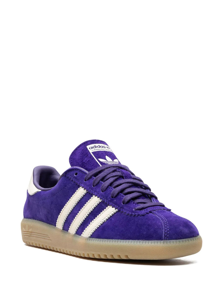 adidas Bermuda 3-Stripes Suede Sneakers — Purple/Chalk White — Size US M 9 - US W 10.5 — Side View