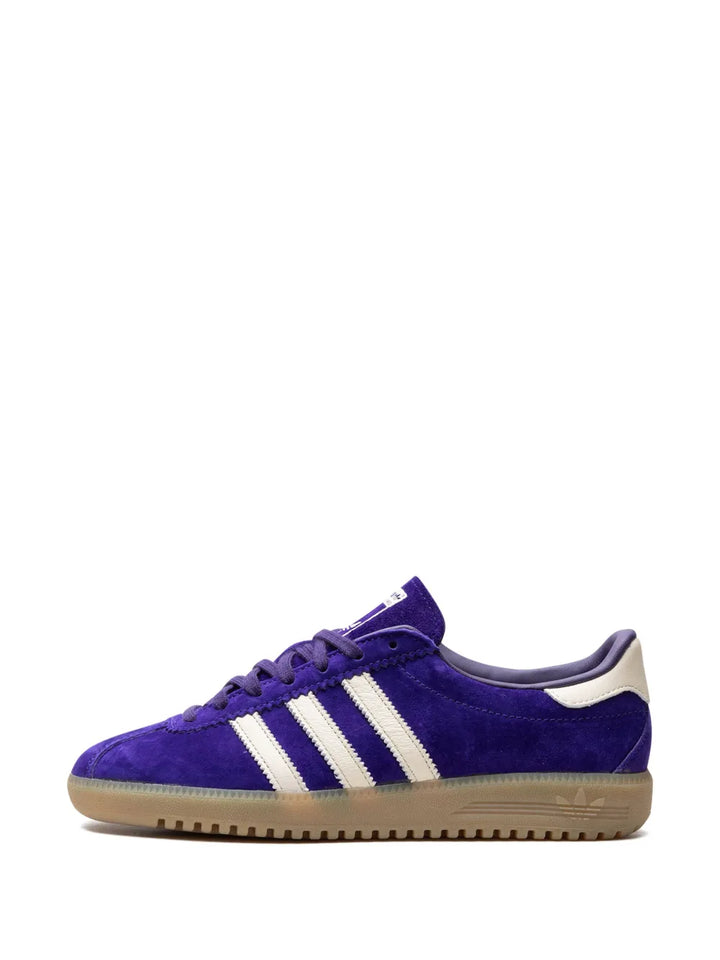 adidas Bermuda 3-Stripes Suede Sneakers — Purple/Chalk White — Size US M 9 - US W 10.5 — Detail View