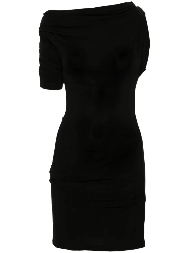 Jacquemus La Mini Robe Drapeado Dress — Black — Size S — Front View