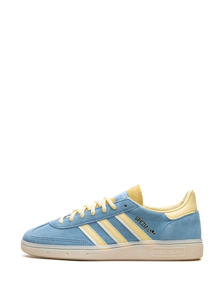 adidas Handball Spezial Semi Blue/Burst Yellow Sneakers — Light Blue/Light Yellow — Size US M 9.5 - US W 11 — Detail View