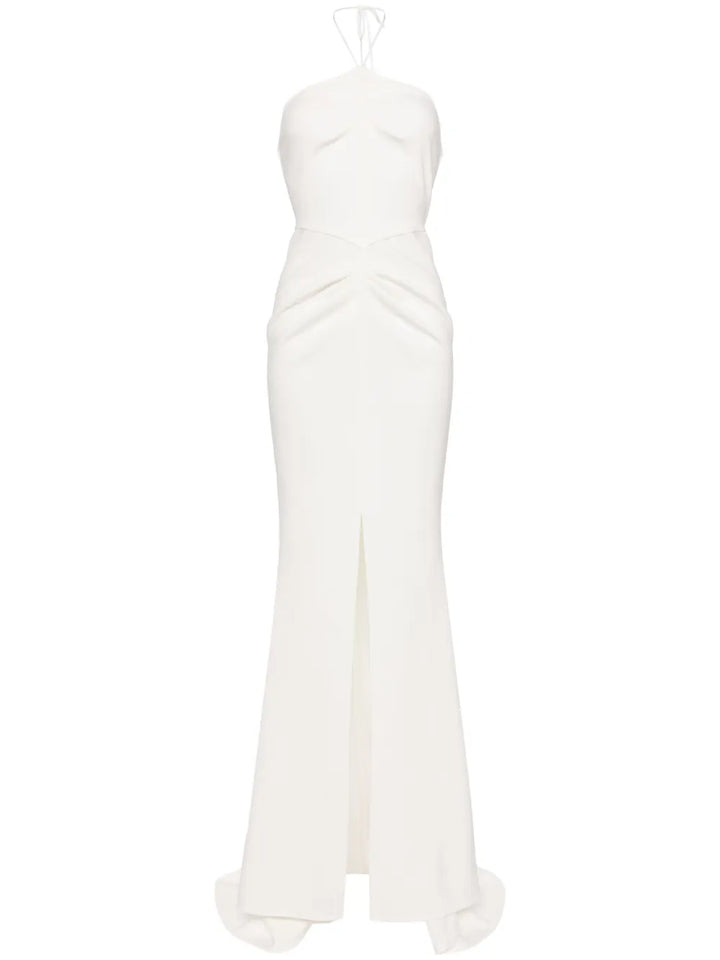 Maticevski Halterneck Maxi Dress — White/ Red — Size S — Front View