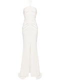 Maticevski Halterneck Maxi Dress — White/ Red — Size S — Front View