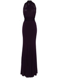 Herve L Leroux V Neck Open Back Gown — Red/ Purple — Size S — Front View