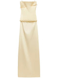 Loewe Pin Open Back Silk Maxi Dress — Yellow — Size XS — Front View