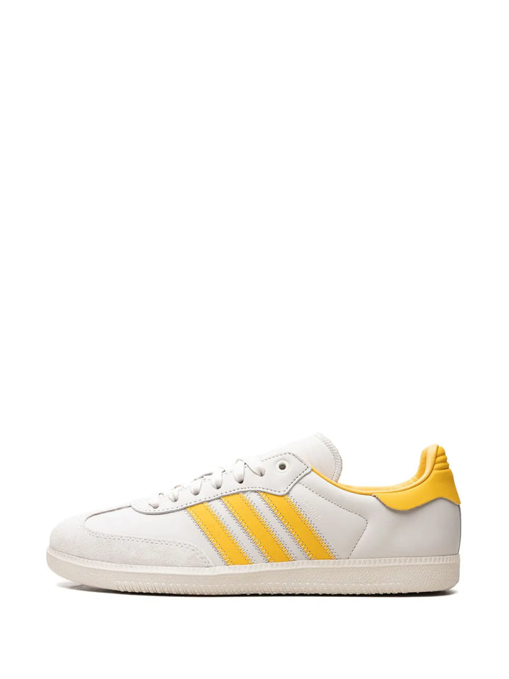 adidas X Pharrell Williams Samba Bold Gold Sneakers — Gold-Tone/White — Size US M 10 - US W 11.5 — Detail View