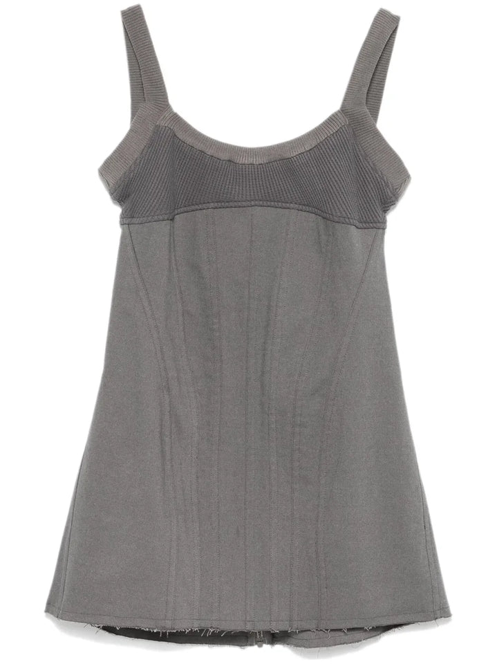 Elena Velez Waffle Knit Corset Mini Dress — Grey — Size XS — Front View