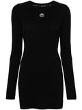 Marine Serre Crescent Moon Embroidered Mini Dress — Black/ Red — Size XS — Front View
