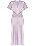 Victoria Beckham Ruched Satin Midi Dress — Purple — Size S — Front View