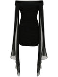 Givenchy Off Shoulder Draped Mini Dress — Black — Size XS — Front View