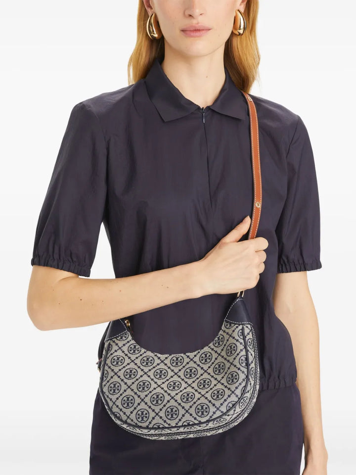 Tory Burch T Monogram Crescent Shoulder Bag — Same as shown — Size One Size — Side View