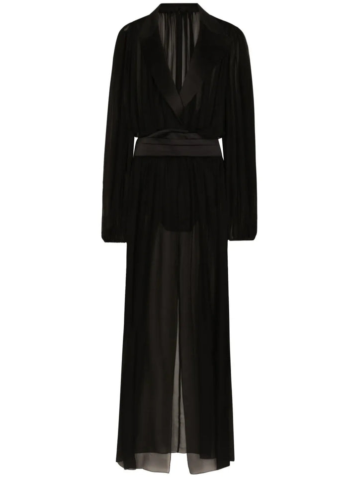 Dolce Gabbana Chiffon Dress — Black — Size XS — Front View