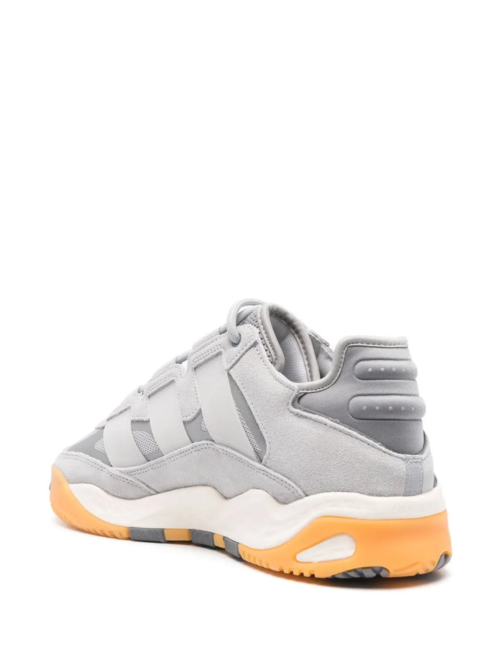 adidas Niteball Panelled-Design Sneakers — Grey/Cream White/Beige — Size US M 3.5 - US W 5 — Back View