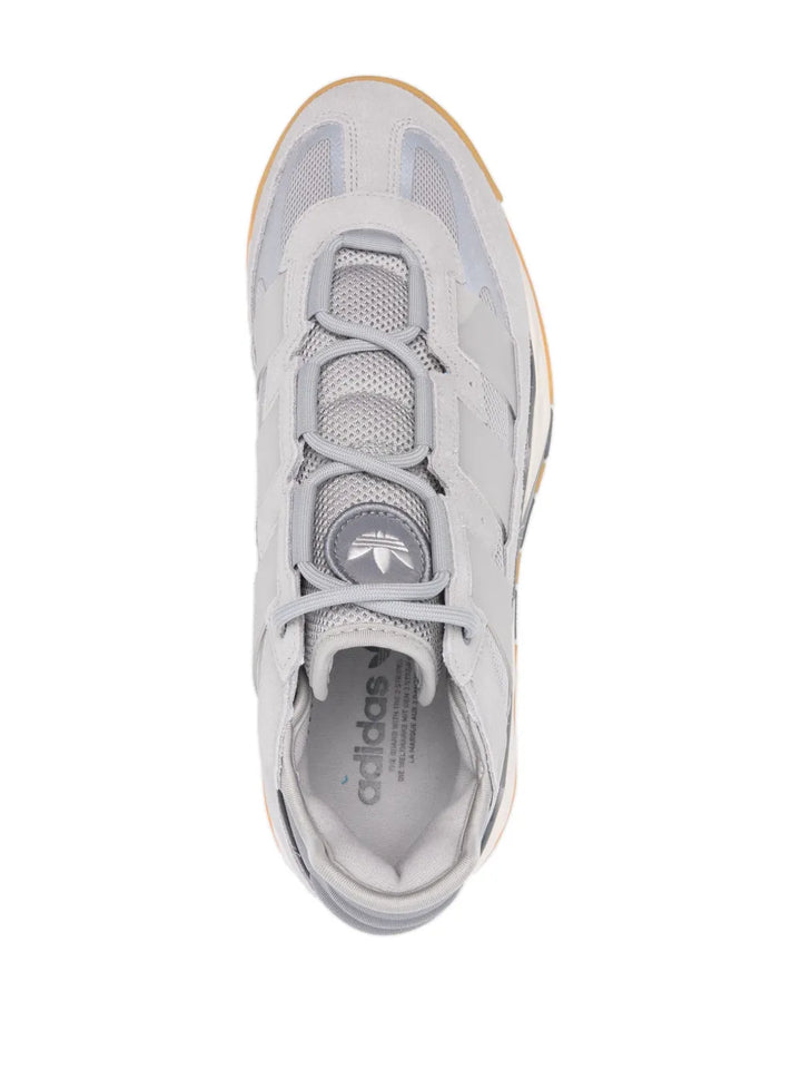 adidas Niteball Panelled-Design Sneakers — Grey/Cream White/Beige — Size US M 3.5 - US W 5 — Top View