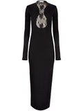 Nina Ricci Lace Panelling Maxi Dress — Black — Size S — Front View