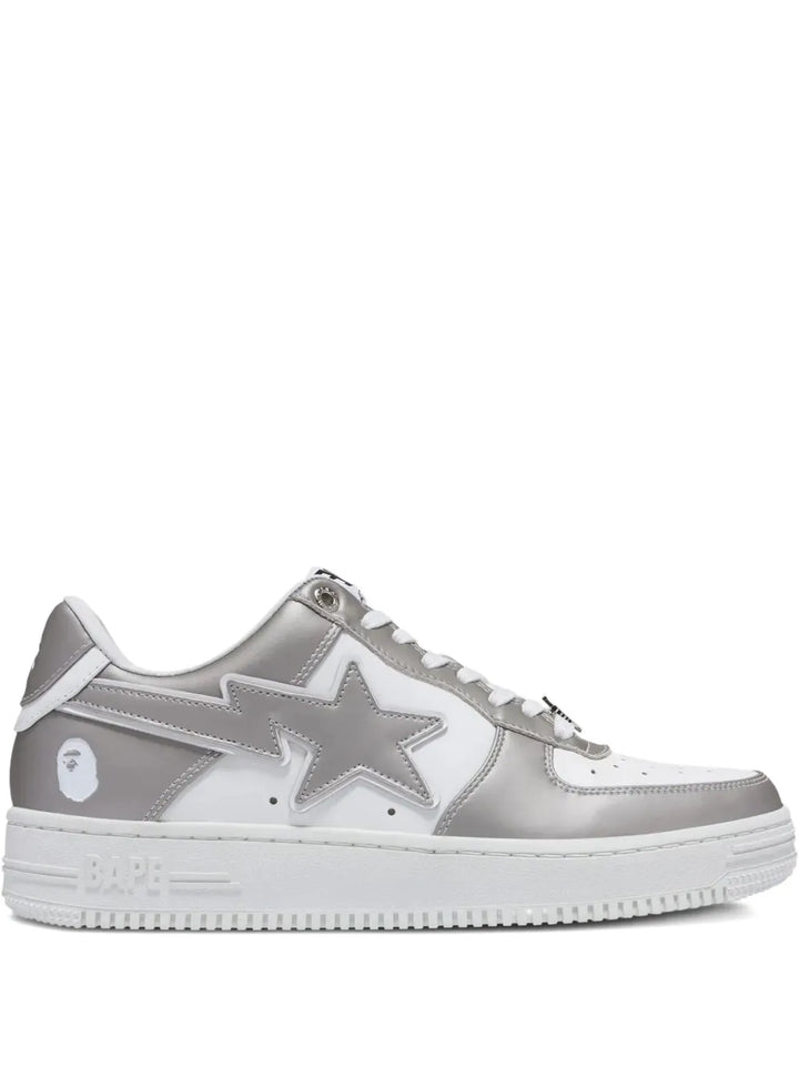 A Bathing Ape?Bape Sta #4 Logo Sneakers — White / Grey — Size US M 3.5 - US W 5 — Front View