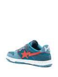 A Bathing Ape?Sk8 Sta Panelled Sneakers — Azure/Burnt Orange — Size US M 3.5 - US W 5 — Back View