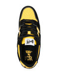 A Bathing Ape?Sk8 Sta Panelled Sneakers — Black/Canary Yellow — Size US M 3.5 - US W 5 — Top View