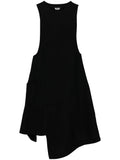 Black Comme Des Garcons Asymmetric Dress — Black/ Tan — Size XS — Front View