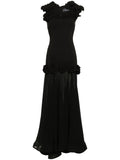 Ana Radu Floral Applique Dress — Black — Size XS — Front View