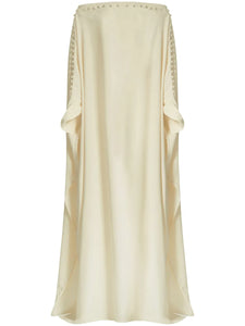 Taller Marmo Mila Kaftan Dress — Tan/ Yellow — Size XS — Front View