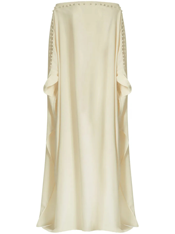 Taller Marmo Mila Kaftan Dress — Tan/ Yellow — Size XS — Front View