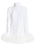 Taller Marmo Gina Gina Gina Feather Trim Minidress — White — Size XS — Front View