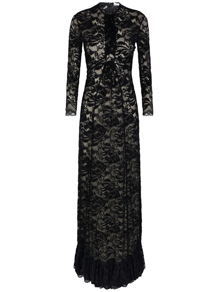 Rabanne Lace Maxi Dress — Black — Size XS — Front View