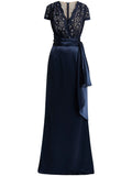 Talbot Runhof V Neck Gown — Blue — Size XS — Front View