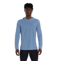 Alwrld ALRN Mixed Media Tech Hoodie — Blue Steel — Size Small — Front View