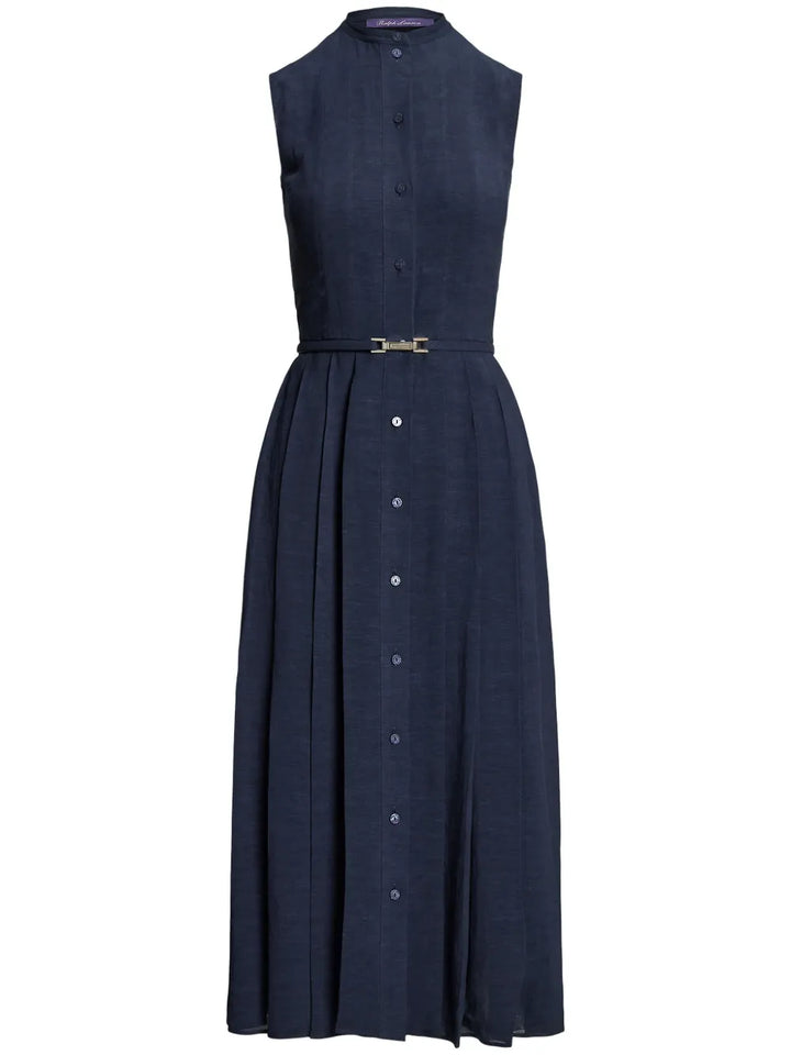 Ralph Lauren Collection Belted Sleeveless Dress — Blue/ Navy — Size M — Front View