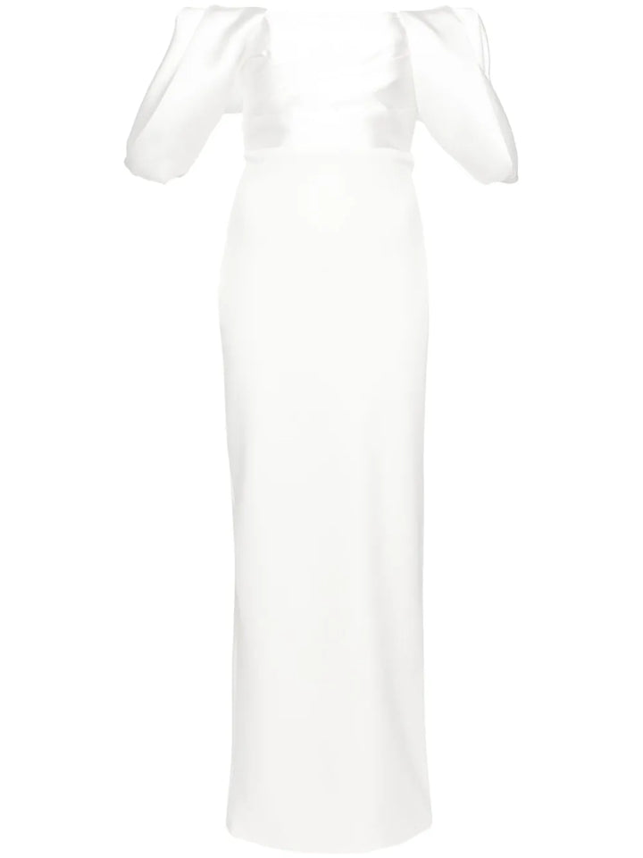 Solace London Sian Off Shoulder Gown — White — Size M — Front View