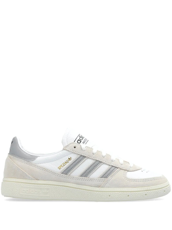 adidas Handball Spezial Sneakers — Beige/White/Grey — Size US M 7.5 - US W 9 — Front View