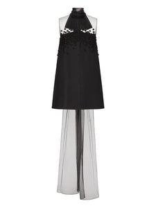 Valentino Garavani Embroidered Mini Dress — Black/ Red — Size XS — Front View