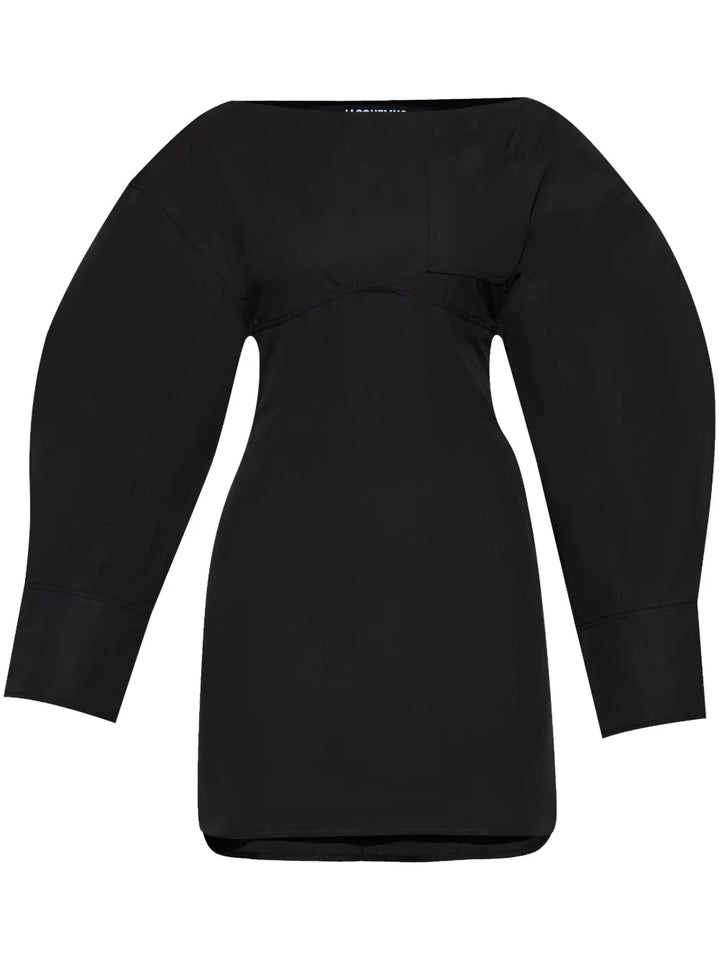 Jacquemus La Robe Chemise Casaco Dress — Black/ Red/ Silver — Size XS — Front View