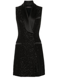 Max Mara Sequinned Sleeveless Dress — Black/ Red — Size XS — Front View