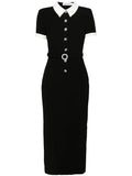 Self Portrait Crepe Midi Dress — Black — Size XS — Front View