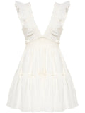 Loveshackfancy Poplar Mini Dress — White/ Red — Size XS — Front View