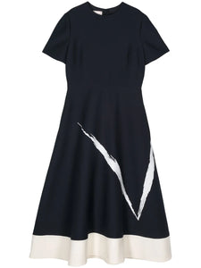 Valentino Garavani Midi Dress — White/ Blue/ Red — Size S — Front View
