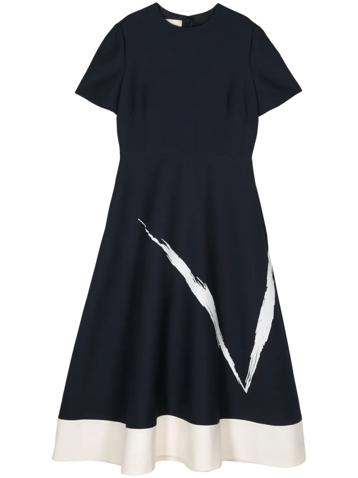 Valentino Garavani Midi Dress — White/ Blue/ Red — Size S — Front View