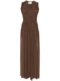 Atu Body Couture Emotional Braided Maxi Dress — Brown/ Red — Size XS — Front View
