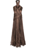 Iris Serban Floris Maxi Dress — Brown — Size XS — Front View