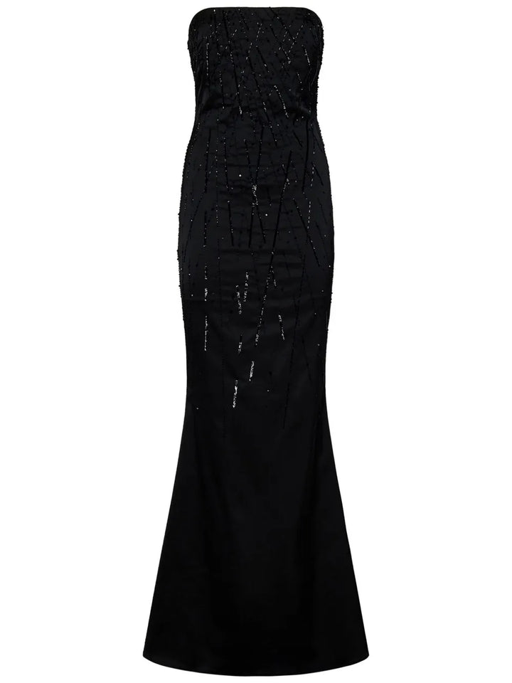 Room76 Crystal Embellished Satin Gown — Black/ Red — Size XS — Front View