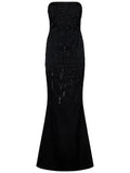 Room76 Crystal Embellished Satin Gown — Black/ Red — Size XS — Front View