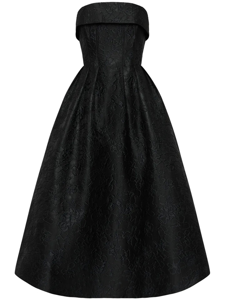 Rebecca Vallance Esther Midi Dress — Black/ Red — Size XS — Front View