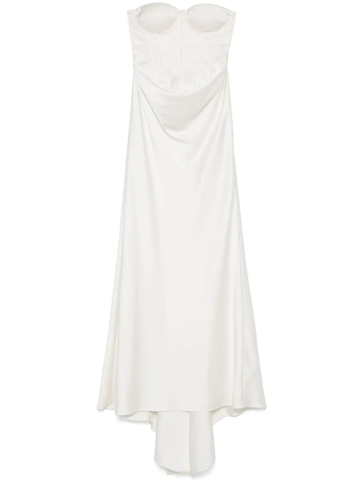 Rotate Birger Christensen Satin Pearl Maxi Dress — White — Size XS — Front View