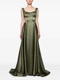 Atu Body Couture V Back Satin Gown — Red/ Green — Size XS — Front View