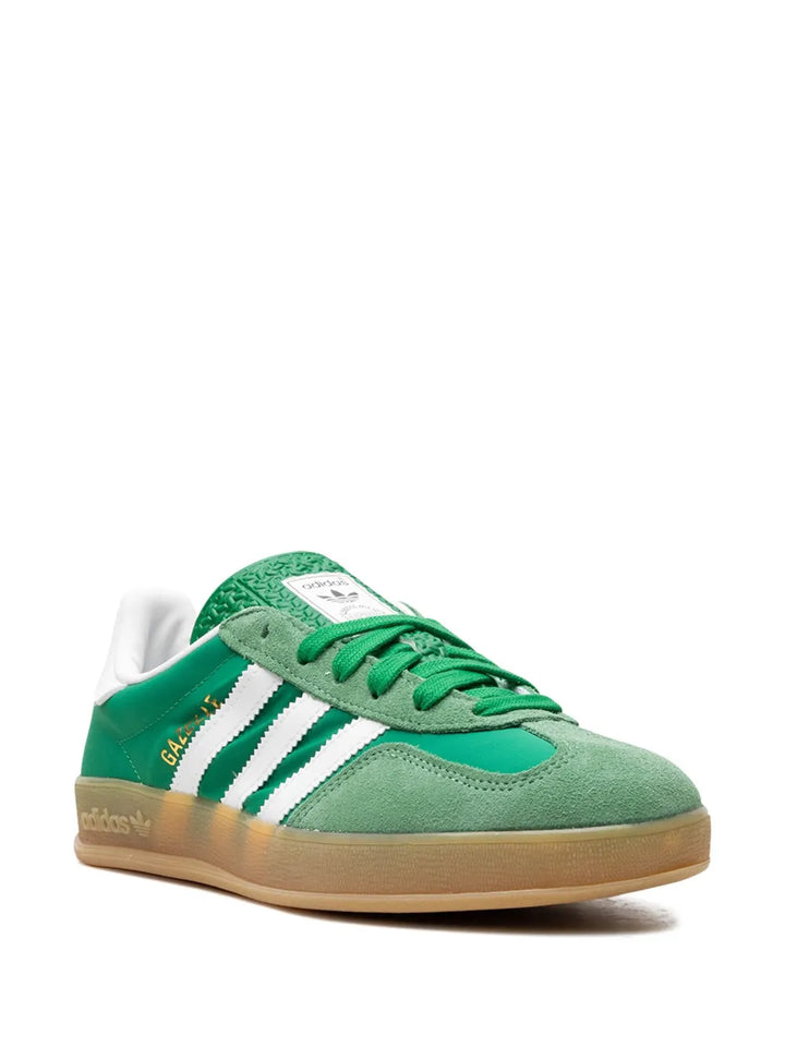 adidas Gazelle Indoor Green Gum Sneakers — Emerald Green/White — Size US M 3.5 - US W 5 — Side View
