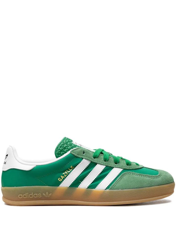 adidas Gazelle Indoor Green Gum Sneakers — Emerald Green/White — Size US M 3.5 - US W 5 — Front View