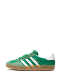 adidas Gazelle Indoor Green Gum Sneakers — Emerald Green/White — Size US M 3.5 - US W 5 — Detail View