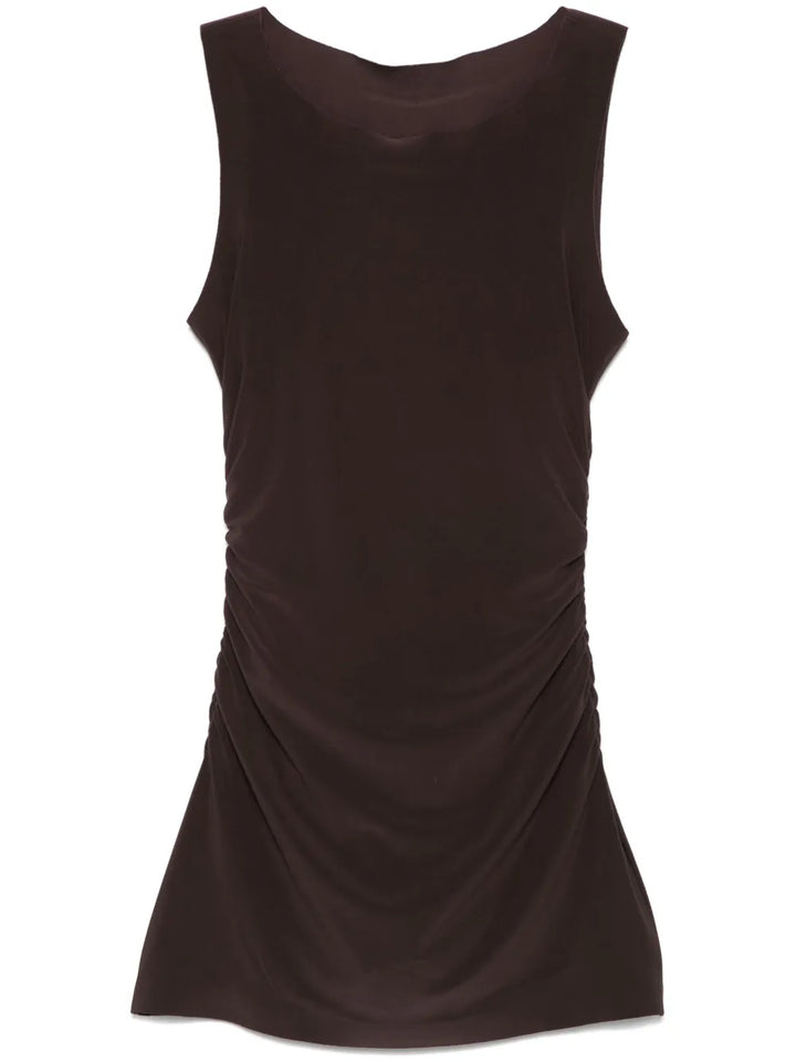 Norma Kamali Pickleball Mini Dress — Brown — Size XS — Front View